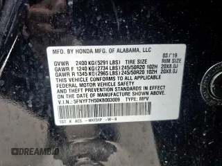 2019 Honda Passport EX-L with VIN 5FNYF7H50KB003009, listed as a Copart auction lot 50445685 with 61,313 mi miles and Salvage Title. Bid and sale history available at carsss.com. Image 14.