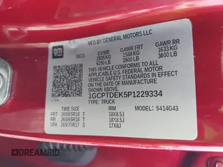 2023 Chevrolet Colorado 4WD Z71 z VIN 1GCPTDEK5P1229334, wystawiony jako IAAI lot #42201772 z przebiegiem Nie podano mil oraz . Historia ofert i sprzedaży dostępna na DreamBid. Obrazek 9.