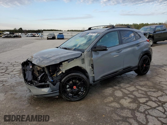 2021 Hyundai Kona Night Edition with VIN KM8K6CA52MU699063, listed as a Copart auction lot 45216775 with 58,340 mi miles and Salvage Title. Bid and sale history available at DreamBid. Image 1.