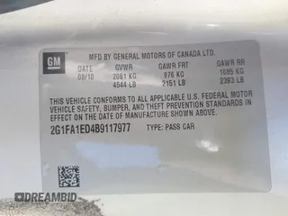 2011 Chevrolet Camaro 2LS z VIN 2G1FA1ED4B9117977, wystawiony jako IAAI lot #41570141 z przebiegiem 159 269 mil mil oraz . Historia ofert i sprzedaży dostępna na DreamBid. Obrazek 9.