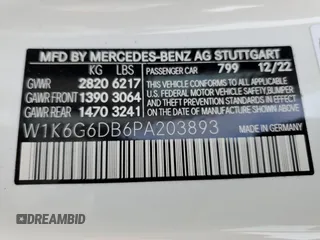 2023 Mercedes-Benz S-Class S 500 with VIN W1K6G6DB6PA203893, listed as a Copart auction lot 84664804 with 743 mi miles and Salvage Title. Bid and sale history available at carsss.com. Image 13.