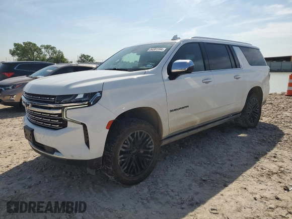 2021 Chevrolet Suburban Premier with VIN 1GNSKFKT4MR341875, listed as a Copart auction lot 54381194 with 66,731 mi miles and Salvage Title. Bid and sale history available at DreamBid. Image 1.