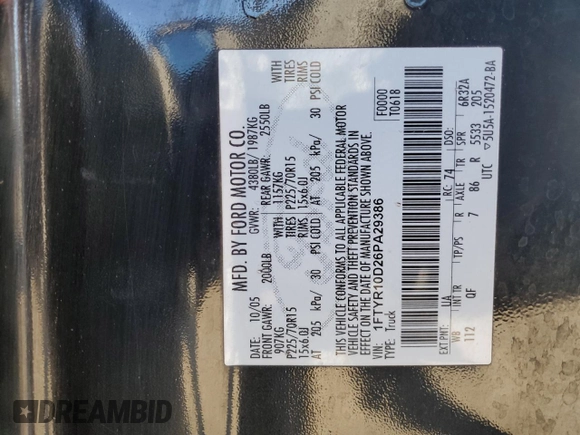 2006 Ford Ranger XL with VIN 1FTYR10D26PA29386, listed as a Copart auction lot 42727185 with 211,461 mi miles and Clean Title. Bid and sale history available at DreamBid. Image 12.