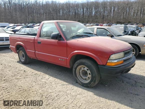 1998 Chevrolet S-10 with VIN 1GCCS144GWK148476, listed as a Copart auction lot 48180025 with 0 mi miles and Salvage Title. Bid and sale history available at carsss.com. Image 4.