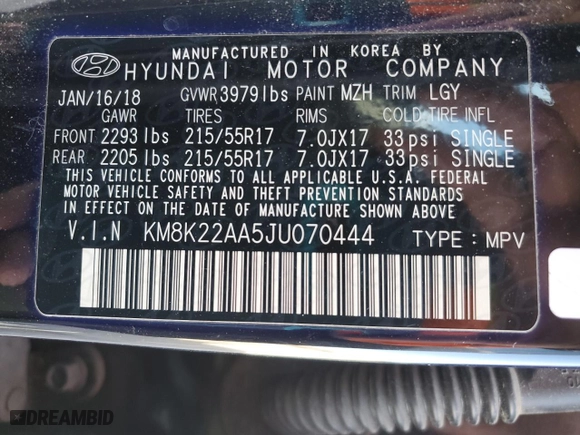 2018 Hyundai Kona SEL with VIN KM8K22AA5JU070444, listed as a Copart auction lot 45045415 with 105,878 mi miles and Salvage Title. Bid and sale history available at carsss.com. Image 15.