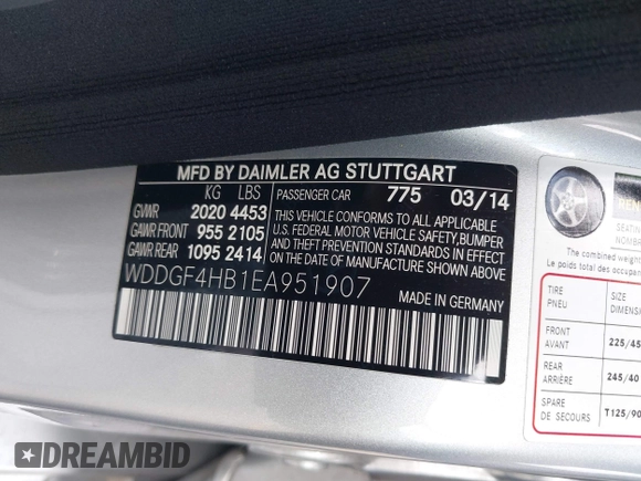 2014 Mercedes-Benz C 250 Sport with VIN WDDGF4HB1EA951907, listed as a IAAI auction lot 42580563 with 51,592 mi miles and . Bid and sale history available at DreamBid. Image 9.