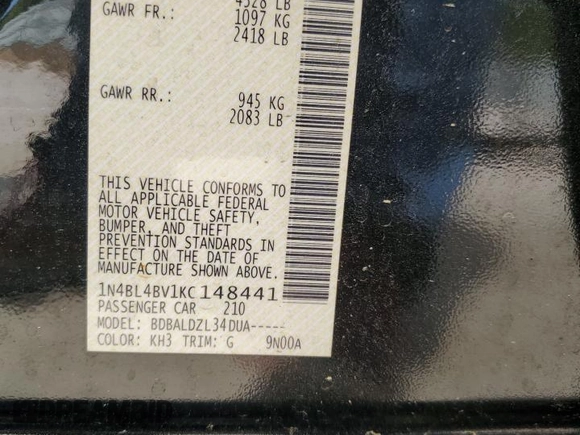 2019 Nissan Altima S z VIN 1N4BL4BV1KC148441, wystawiony jako Copart lot #54122535 z przebiegiem 129 240 mil mil oraz Szkoda całkowita • Salvage title. Historia ofert i sprzedaży dostępna na DreamBid. Obrazek 12.