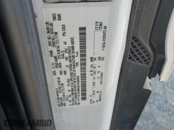 2016 Ford Transit Cargo with VIN 1FTYE1ZM8GKA38560, listed as a Copart auction lot 83872394 with 176,934 mi miles and Salvage Title. Bid and sale history available at carsss.com. Image 14.