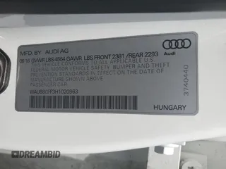 2017 Audi A3 Sedan Premium with VIN WAUB8GFF3H1020963, listed as a Copart auction lot 52640554 with 51,820 mi miles. Bid and sale history available at carsss.com. Image 12.