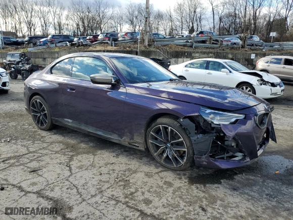 2022 BMW 2 Series M240i xDrive with VIN 3MW53CM09N8C49139, listed as a Copart auction lot 87320934 with 26,753 mi miles and Salvage Title. Bid and sale history available at carsss.com. Image 4.