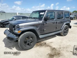 2020 Jeep Wrangler Unlimited Sahara High Altitude with VIN 1C4HJXEG6LW286324, listed as a Copart auction lot 45111415 with 46,984 mi miles and Non repairable. Bid and sale history available at DreamBid. Image 1.