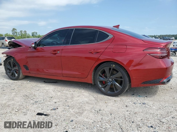 2022 Genesis G70 3.3T z VIN KMTG54TE2NU100889, wystawiony jako Copart lot #55805165 z przebiegiem 30 770 mil mil oraz Szkoda całkowita • Salvage title. Historia ofert i sprzedaży dostępna na DreamBid. Obrazek 2.