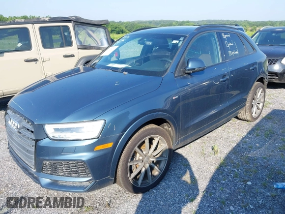 2018 Audi Q3 Premium Plus with VIN WA1JCCFS1JR007553, listed as a IAAI auction lot 41775321 with 81,665 mi miles and . Bid and sale history available at DreamBid. Image 2.
