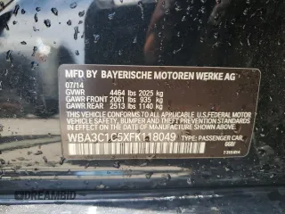2015 BMW 3 Series 328i with VIN WBA3C1C5XFK118049, listed as a Copart auction lot 60166745 with 145,645 mi miles and Salvage title. Bid and sale history available at DreamBid. Image 12.