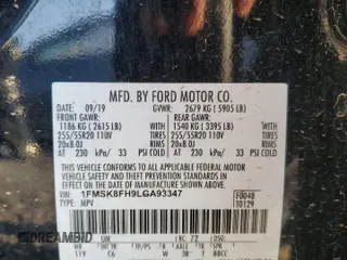 2020 Ford Explorer Limited z VIN 1FMSK8FH9LGA93347, wystawiony jako Copart lot #52611835 z przebiegiem 105 120 mil mil oraz Szkoda całkowita • Salvage title. Historia ofert i sprzedaży dostępna na DreamBid. Obrazek 15.