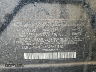 2011 Hyundai Sonata Limited with VIN 5NPEC4AC7BH211201, listed as a Copart auction lot 52184175 with 199,806 mi miles and Salvage Title. Bid and sale history available at DreamBid. Image 12.
