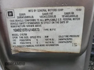 2001 GMC Yukon SLT z VIN 1GKEC13T51J145673, wystawiony jako Copart lot #83568954 z przebiegiem 310 415 mil mil oraz Szkoda całkowita • Salvage title. Historia ofert i sprzedaży dostępna na DreamBid. Obrazek 13.