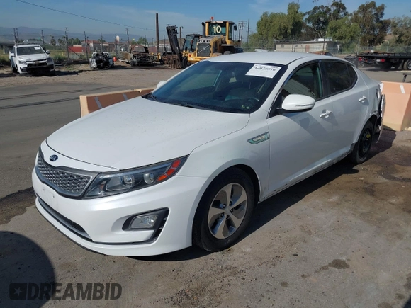 2015 Kia Optima Hybrid with VIN KNAGM4AD8F5088834, listed as a IAAI auction lot 42078516 with 150,069 mi miles. Bid and sale history available at carsss.com. Image 2.