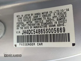 2005 Acura RSX z VIN JH4DC54865S005669, wystawiony jako IAAI lot #42062115 z przebiegiem 155 106 mil mil oraz . Historia ofert i sprzedaży dostępna na DreamBid. Obrazek 9.