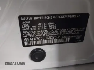2013 BMW 5 Series 535i with VIN WBAFR7C53DC823586, listed as a IAAI auction lot 41859395 with 146,974 mi miles and . Bid and sale history available at DreamBid. Image 9.