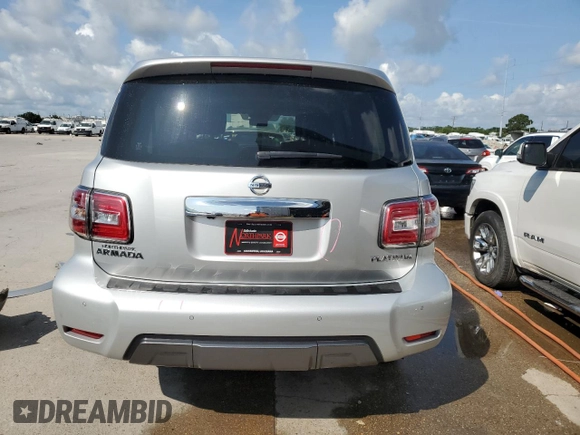 2019 Nissan Armada Platinum z VIN JN8AY2NF5K9352726, wystawiony jako Copart lot #58525505 z przebiegiem 85 383 mil mil oraz Szkoda całkowita • Salvage title. Historia ofert i sprzedaży dostępna na DreamBid. Obrazek 6.