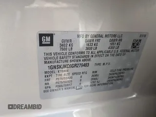 2016 Chevrolet Suburban LTZ with VIN 1GNSKJKC6GR279483, listed as a IAAI auction lot 41973085 with 171,176 mi miles and . Bid and sale history available at DreamBid. Image 9.