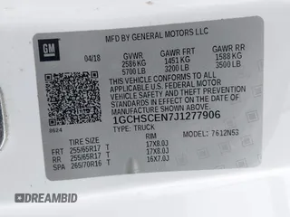 2018 Chevrolet Colorado 2WD LT with VIN 1GCHSCEN7J1277906, listed as a IAAI auction lot 41489549 with Not provided miles and . Bid and sale history available at DreamBid. Image 9.