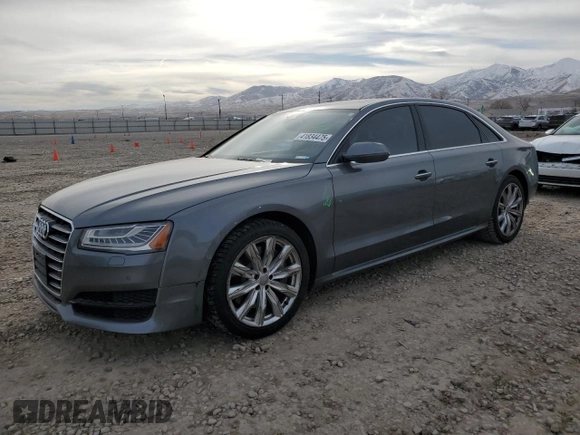 2017 Audi A8 with VIN WAU44AFD3HN002052, listed as a Copart auction lot 41834475 with 111,666 mi miles and Salvage title. Bid and sale history available at DreamBid. Image 1.
