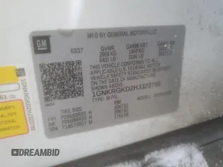 2017 Chevrolet Traverse LT with VIN 1GNKRGKD2HJ323759, listed as a Copart auction lot 45746945 with Not Provided miles and Salvage Title. Bid and sale history available at DreamBid. Image 15.