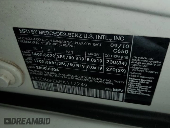 2011 Mercedes-Benz R 350 z VIN 4JGCB6FE8BA117749, wystawiony jako Copart lot #45340435 z przebiegiem 132 215 mil mil oraz Szkoda całkowita • Salvage title. Historia ofert i sprzedaży dostępna na DreamBid. Obrazek 13.
