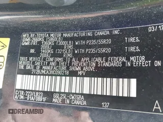 2017 Lexus RX 350 with VIN 2T2BZMCA3HC090218, listed as a IAAI auction lot 42148051 with 94,954 mi miles and . Bid and sale history available at DreamBid. Image 9.