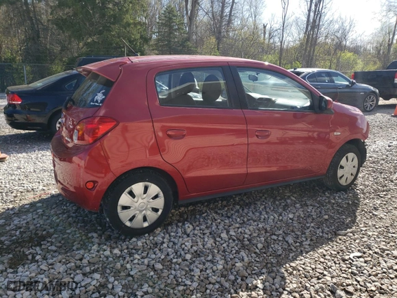 2015 Mitsubishi Mirage DE with VIN ML32A3HJ5FH037076, listed as a Copart auction lot 54060165 with 35,702 mi miles and Salvage Title. Bid and sale history available at carsss.com. Image 3.