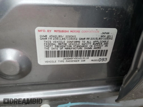 2012 Mitsubishi Lancer Evolution MR z VIN JA32W5FV5CU013118, wystawiony jako Copart lot #51825555 z przebiegiem 119 651 mil mil oraz Czysty tytuł • Clean title. Historia ofert i sprzedaży dostępna na DreamBid. Obrazek 12.