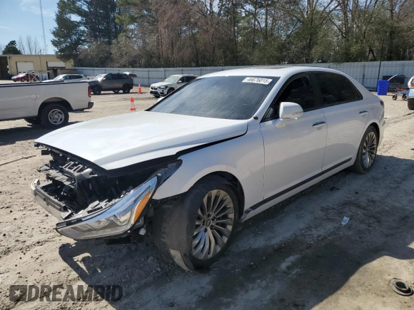 2018 Genesis G90 Premium with VIN KMHG34JA8JU043690, listed as a Copart auction lot 46676015 with 84,344 mi miles and Salvage Title. Bid and sale history available at DreamBid. Image 1.
