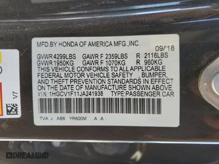2018 Honda Accord Sedan LX 1.5T with VIN 1HGCV1F11JA241938, listed as a Copart auction lot 49483945 with 97,862 mi miles and Salvage Title. Bid and sale history available at carsss.com. Image 12.