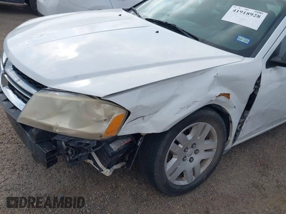 2013 Dodge Avenger SE with VIN 1C3CDZAB6DN548104, listed as a IAAI auction lot 41918928 with 189,315 mi miles and . Bid and sale history available at carsss.com. Image 6.