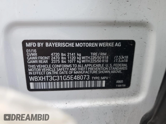 2016 BMW X1 xDrive28i with VIN WBXHT3C31G5E48073, listed as a Copart auction lot 43974855 with 56,088 mi miles and Salvage Title. Bid and sale history available at carsss.com. Image 14.