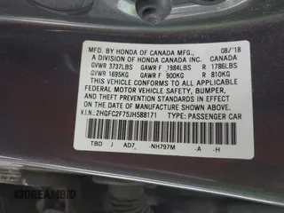 2018 Honda Civic Sedan EX with VIN 2HGFC2F75JH588171, listed as a IAAI auction lot 41915955 with 147,678 mi miles. Bid and sale history available at carsss.com. Image 9.