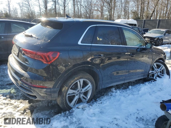 2021 Audi Q3 S line Premium with VIN WA1DECF39M1024927, listed as a Copart auction lot 41340675 with 100,886 mi miles and Salvage Title. Bid and sale history available at carsss.com. Image 3.