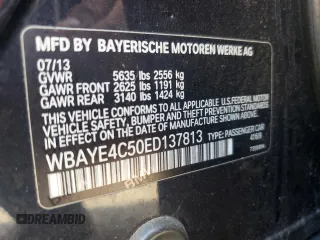 2014 BMW 7 Series 740Li with VIN WBAYE4C50ED137813, listed as a Copart auction lot 80801994 with 159,726 mi miles and Clean Title. Bid and sale history available at carsss.com. Image 12.