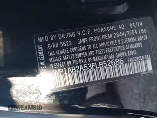 2015 Porsche Macan S with VIN WP1AB2A53FLB52686, listed as a IAAI auction lot 41769132 with 55,127 mi miles. Bid and sale history available at carsss.com. Image 9.