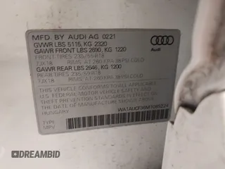 2021 Audi Q3 Premium z VIN WA1AUCF36M1089224, wystawiony jako IAAI lot #41998972 z przebiegiem 73 593 mil mil oraz . Historia ofert i sprzedaży dostępna na DreamBid. Obrazek 9.