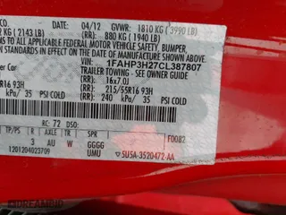 2012 Ford Focus SEL with VIN 1FAHP3H27CL387807, listed as a IAAI auction lot 42056056 with 113,194 mi miles. Bid and sale history available at carsss.com. Image 9.
