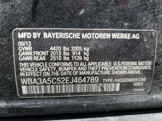 2014 BMW 3 Series 328i with VIN WBA3A5C52EJ464789, listed as a Copart auction lot 56327945 with 153,006 mi miles and Salvage title. Bid and sale history available at DreamBid. Image 12.
