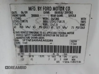 2010 Ford F-250 with VIN 1FTNF2A55AEA02289, listed as a Copart auction lot 49126995 with 142,929 mi miles and Salvage title. Bid and sale history available at DreamBid. Image 12.