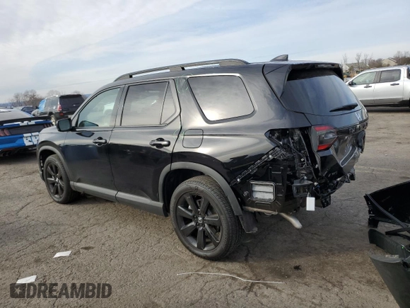 2025 Honda Pilot Black Edition with VIN 5FNYG1H98SB016703, listed as a Copart auction lot 82766044 with 16,758 mi miles and Salvage Title. Bid and sale history available at carsss.com. Image 2.