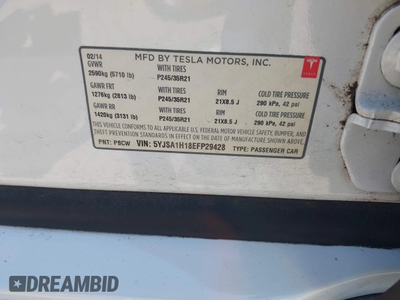 2014 Tesla Model S 60 с VIN 5YJSA1H18EFP29428, выставлен на аукционе IAAI как лот 42690205 с пробегом 54 435 миль миль и . История ставок и продаж доступна на DreamBid. Изображение 9.