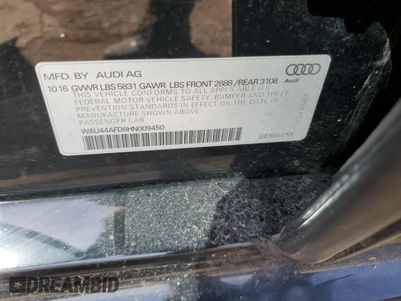 2017 Audi A8 z VIN WAU44AFD6HN009450, wystawiony jako Copart lot #49825685 z przebiegiem 72 849 mil mil oraz Tytuł czysty. Historia ofert i sprzedaży dostępna na DreamBid. Obrazek 12.