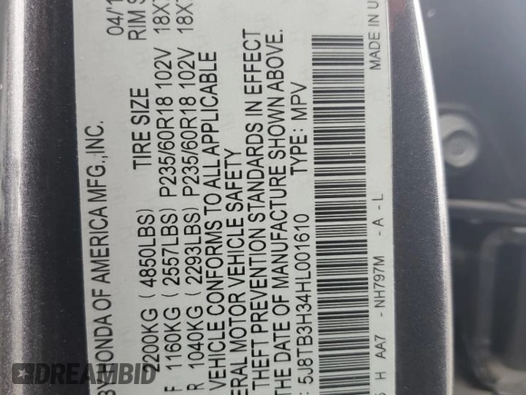 2017 Acura RDX with VIN 5J8TB3H34HL001610, listed as a Copart auction lot 43179295 with 70,273 mi miles and Salvage Title. Bid and sale history available at carsss.com. Image 13.