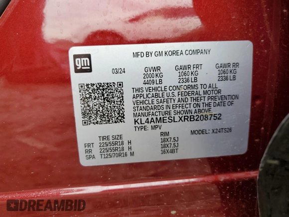 2024 Buick Encore GX Sport Touring z VIN KL4AMESLXRB208752, wystawiony jako Copart lot #51360695 z przebiegiem Nie podano mil oraz Szkoda całkowita • Salvage title. Historia ofert i sprzedaży dostępna na DreamBid. Obrazek 13.